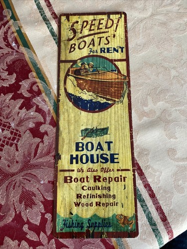 Tin sign speed boats rent - tin, lake